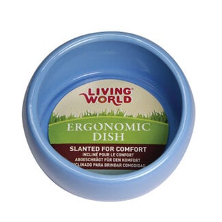 Living World Ergonomic Dish - Large - 420 mL (14.78 oz) - Blue/Ceramic