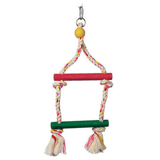 Living World Junglewood Bird Toy, 2-Step Rope Ladder, Small