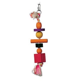 Living World Junglewood Bird Toy, Rope with 3 beads, 2 blocks, 1 cylinder & 1 peg with hanging clip