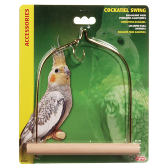 Bird Swing with Wooden Perch For Cockatiels - 14 x 17.5 cm (5.5" x 7" in)