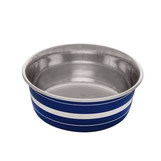 DogIt Stainless Steel Non-Skid Bowl Blue Stripe 1150ml