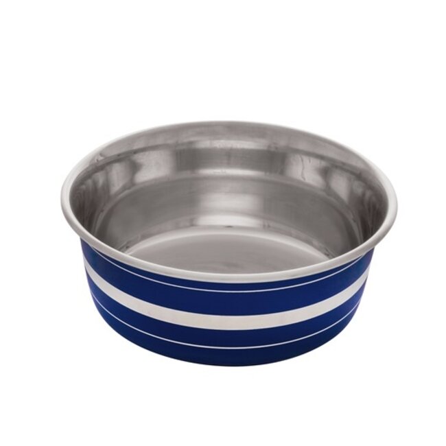 Stainless Steel Non-Skid Bowl Blue Stripe 560ml