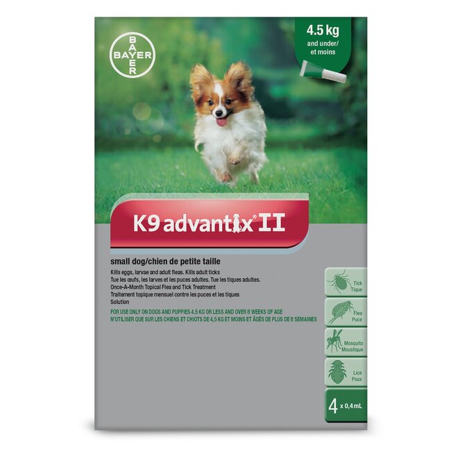 K9 Advantix II - 4.5kg and under, 4 doses