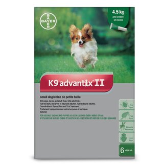 Bayer K9 Advantix II - 4.5kg and under, 6 doses