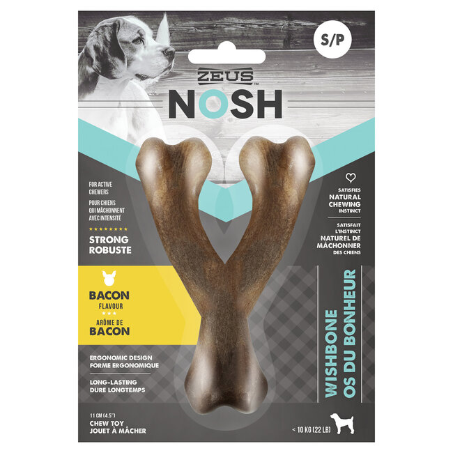 Nosh Strong Wishbone Chew Toy - Bacon S