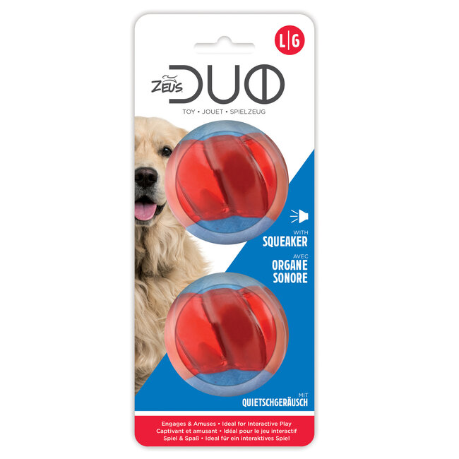 Duo Ball with Squeaker Large  6.3cm (2.5") 2pk