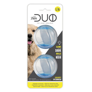 Zeus Duo Ball Glow in the Dark with Squeaker Large 6.3cm (2.5") 2pk