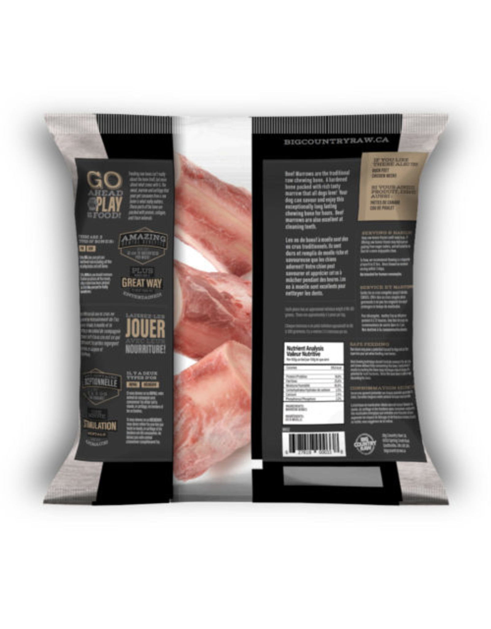 Big Country Raw Beef Marrow Bone Medium 2lb Bag