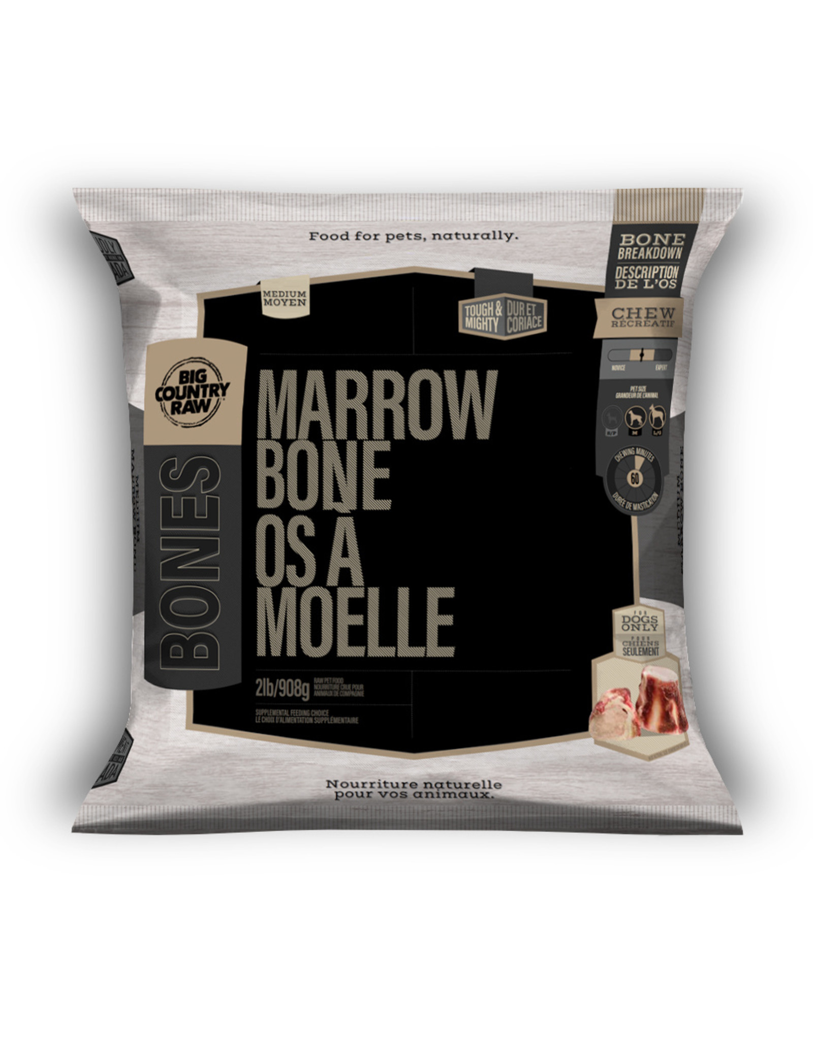 Big Country Raw Beef Marrow Bone Medium 2lb Bag
