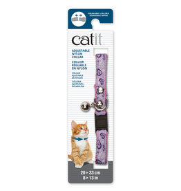 CatIt Catit Adjustable Breakaway Nylon Collar with Rivets - Pink with Purple Hearts - 20-33 cm (8-13 in)