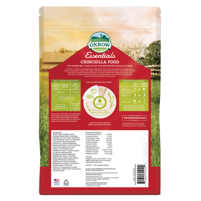 Oxbow Essentials Chinchilla Food 1.36kg