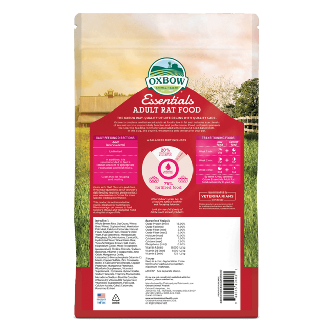 Oxbow Essentials Adult Rat Food 1.36kg