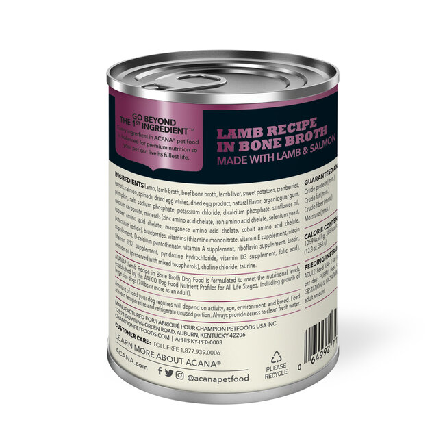 ACANA Wet Dog Food Lamb Recipe in Bone Broth 363g