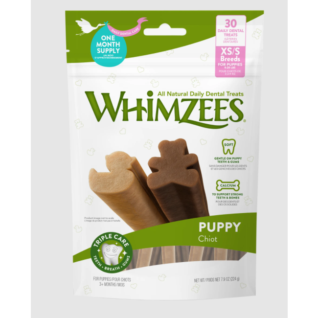 Whimzees Puppy X-Small/Small Dental Chews for Dogs 30 Count Bag