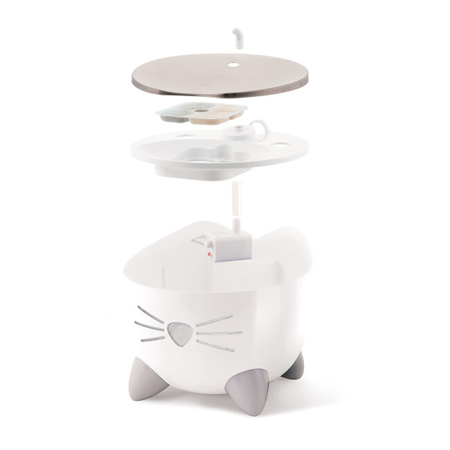 Catit PIXI Fountain White with Stainless Steel Top 2.5L