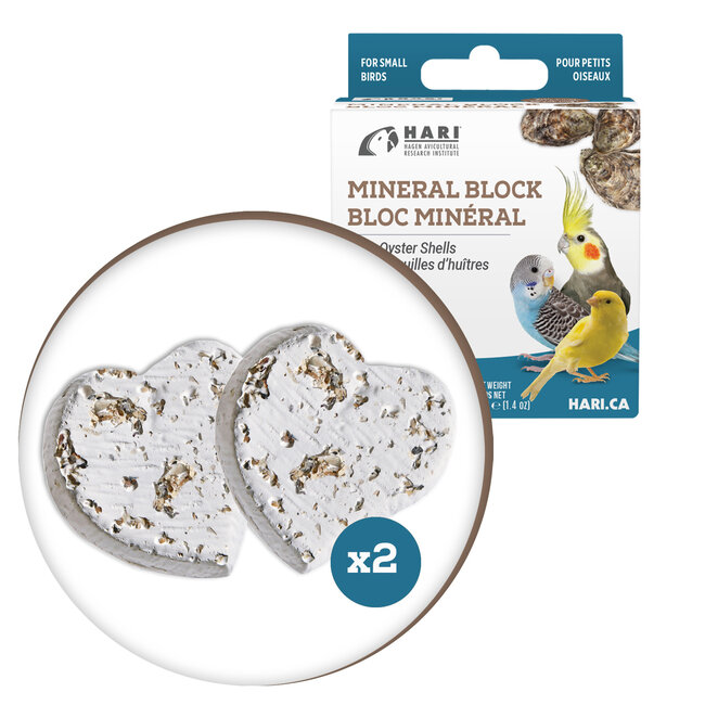 HARI Mineral Block for Small Birds Oyster Shells 40g 2 pack