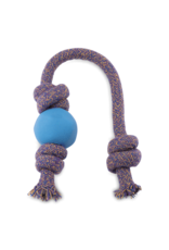 Beco Pets Natural Rubber & Rice Husk Ball on a Rope Blue Small Vanilla Scent