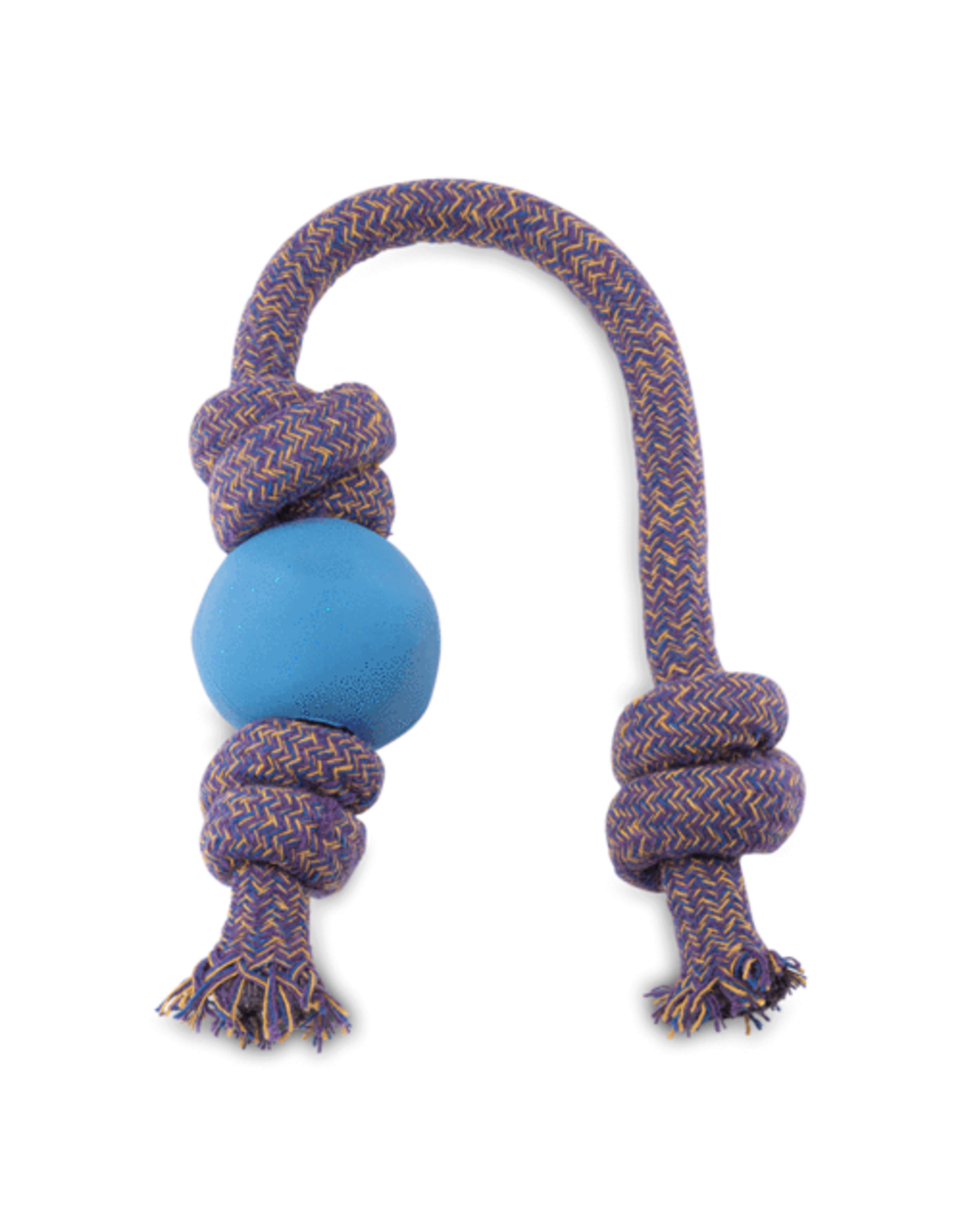 Beco Pets Natural Rubber & Rice Husk Ball on a Rope Blue Small Vanilla Scent