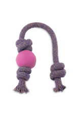 Beco Pets Natural Rubber & Rice Husk Ball on a Rope Pink Small Vanilla Scent