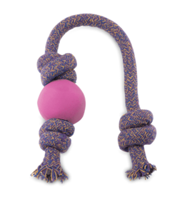 Beco Pets Natural Rubber & Rice Husk Ball on a Rope Pink Large Vanilla Scent