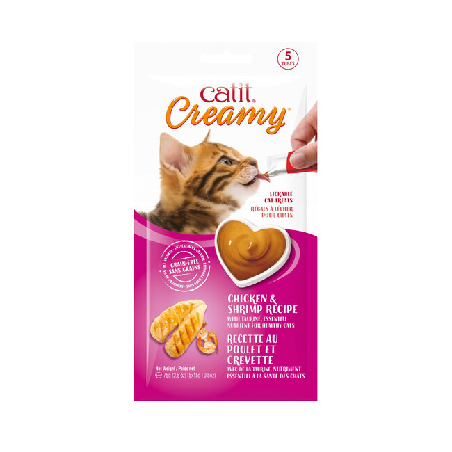 Creamy Lickable Cat Treat Chicken & Shrimp 5 Pack