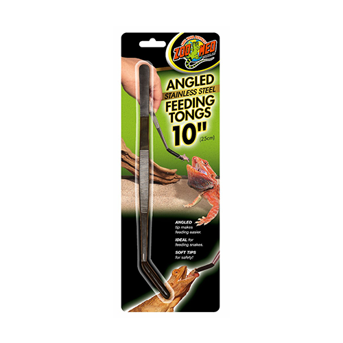 Angled Stainless Steel Feeding Tongs 10" Western Pet Supply