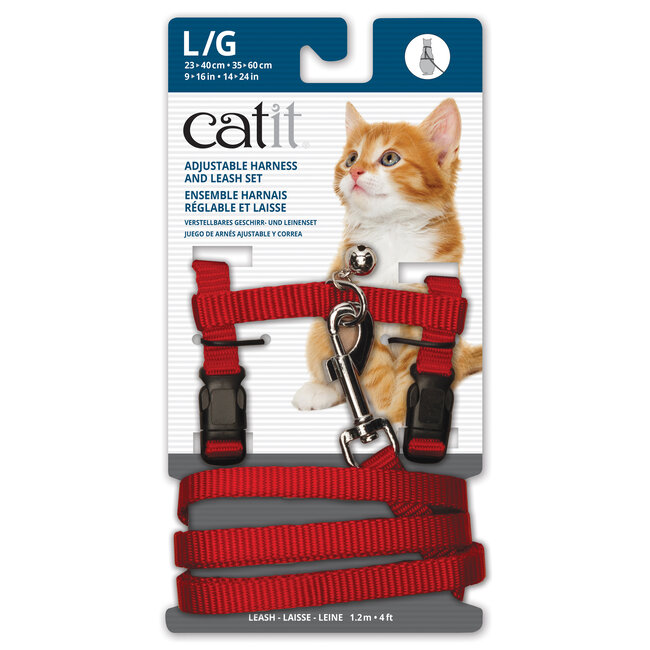 Adjustable Nylon Cat Harness & Leash Set Assorted Colours