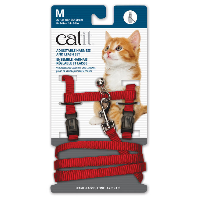 Adjustable Nylon Cat Harness & Leash Set Assorted Colours