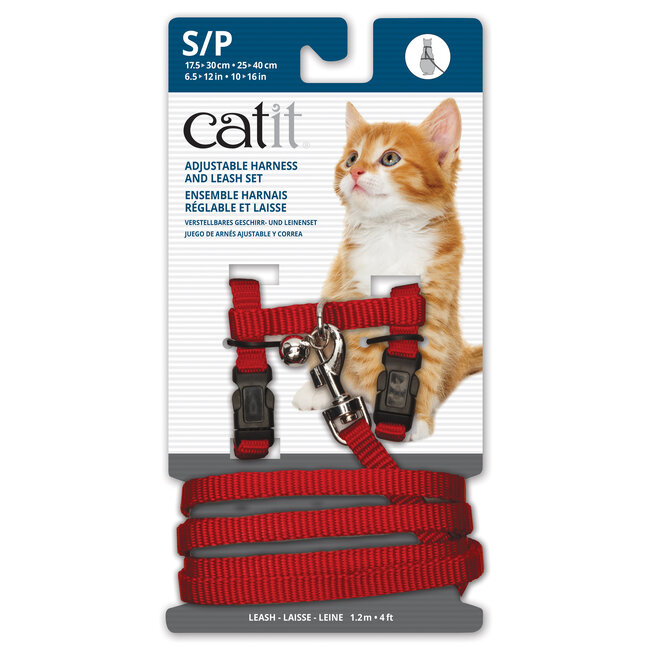 Adjustable Nylon Cat Harness & Leash Set Assorted Colours