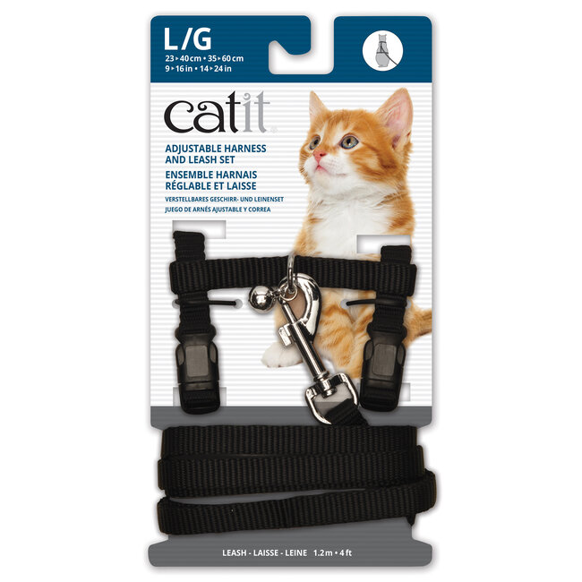 Adjustable Nylon Cat Harness & Leash Set Assorted Colours