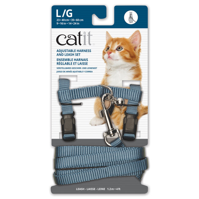Adjustable Nylon Cat Harness & Leash Set Assorted Colours