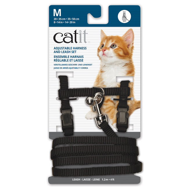 Adjustable Nylon Cat Harness & Leash Set Assorted Colours