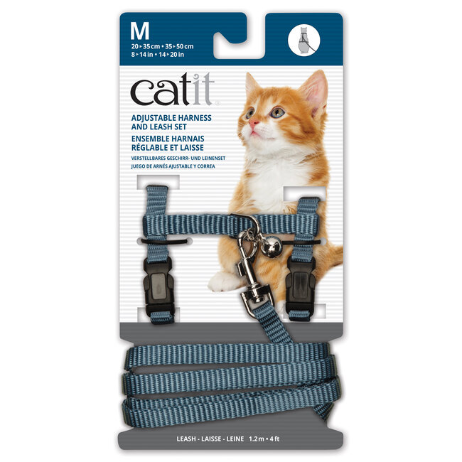 Adjustable Nylon Cat Harness & Leash Set Assorted Colours