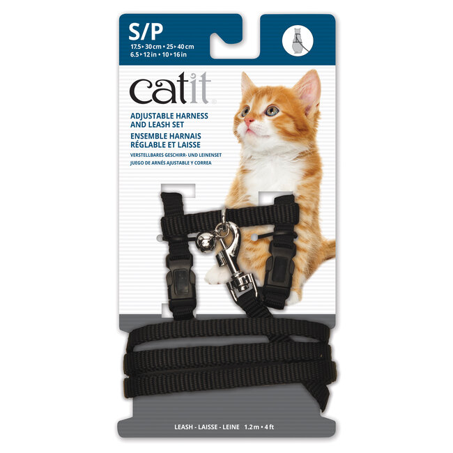 Adjustable Nylon Cat Harness & Leash Set Assorted Colours