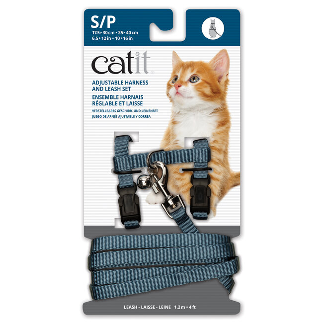 Adjustable Nylon Cat Harness & Leash Set Assorted Colours