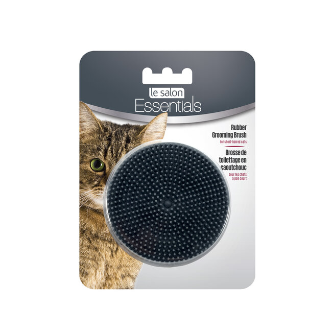 LeSalon Essentials Cat Round Rubber Grooming Brush - Charcoal - 3 in dia.