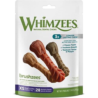 Whimzees Whimzees Brushzees X-Small Dental Chews for Dogs 28 Count Bag