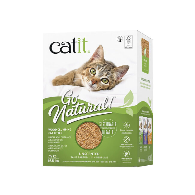 Go Natural! Wood Clumping Cat Litter 7.5kg (16.5lbs)