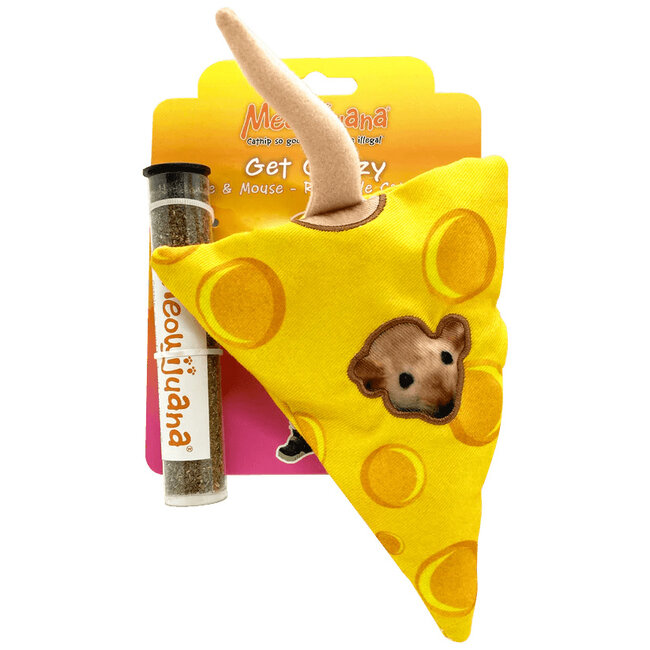 Meowijuana Catnip Toys Get Cheezy Refillable Cheese & Mouse