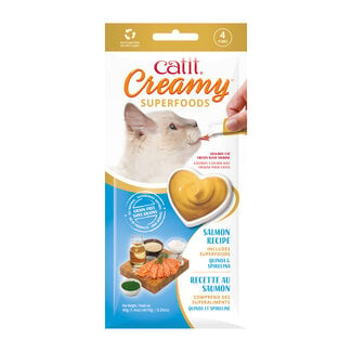 CatIt Catit Creamy Superfood Treats - Salmon Recipe with Quinoa and Spirulina - 4 pack