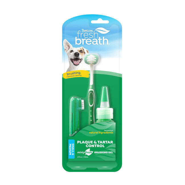 Tropiclean Fresh Breath Oral Care Kit for Small & Medium Dogs 3pc