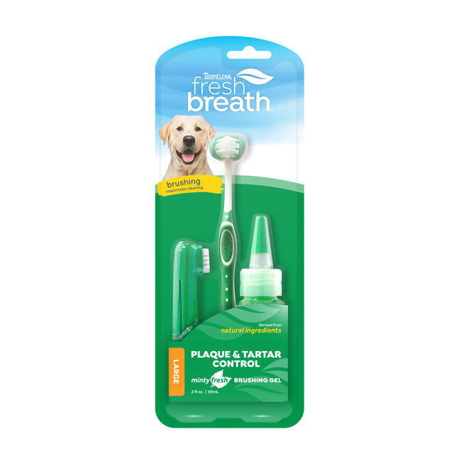 Tropiclean Fresh Breath Oral Care Kit for Large Dogs 3pc