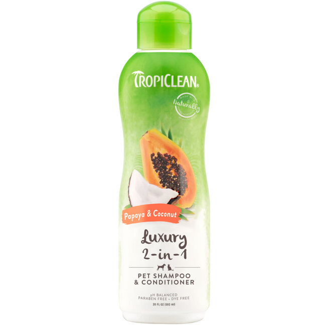 Tropiclean Shampoo Luxury 2-in1 Papaya & Coconut 20oz