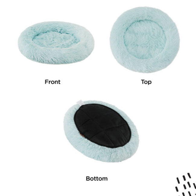 Oval Shag Faux Fur Cat Bed Baby Blue 21"x19"