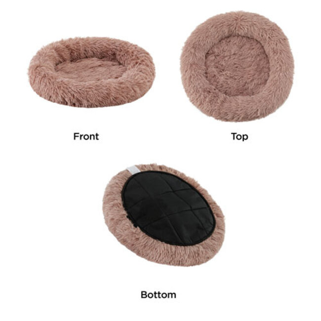 Oval Shag Faux Fur Cat Bed Mauve 21"x19"