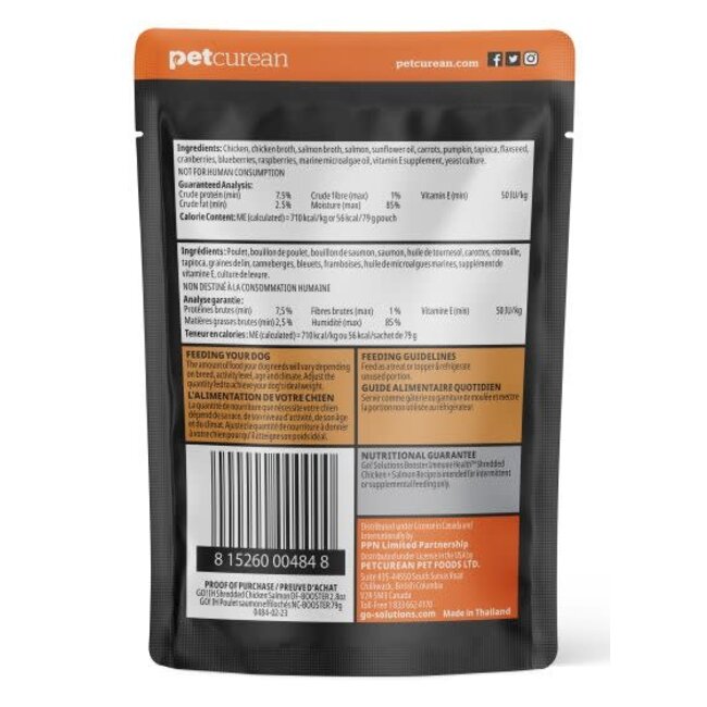 Go! Booster Immune Health Shredded Chicken & Salmon In Broth Meal Topper for Dogs 2.8oz