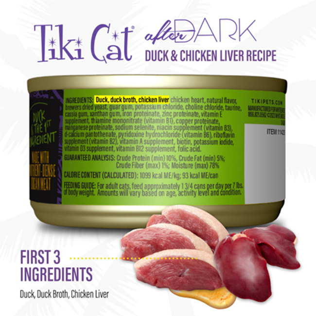 Tiki Cat After Dark Duck & Chicken Liver Pate Wet Cat Food 3oz