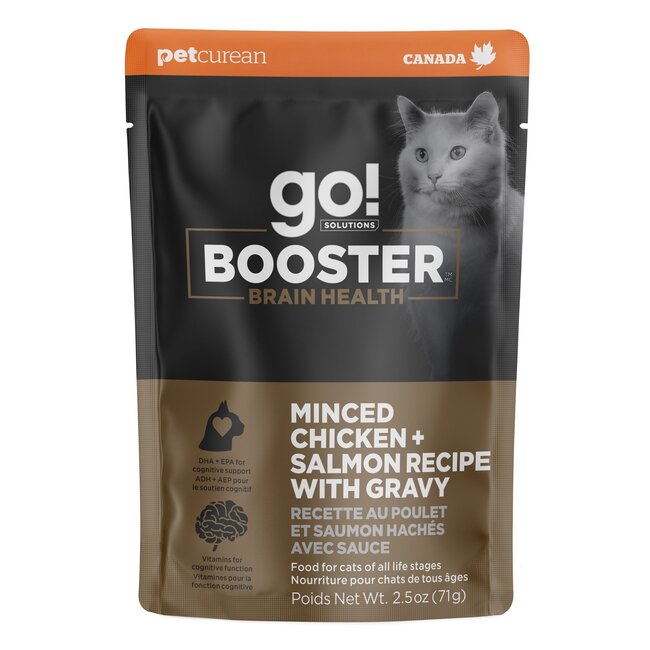 Go! Booster Brain Health Minced Chicken & Salmon with Gravy for Cats 2.5oz