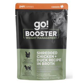 Petcurean - Go! Solutions Go! Booster Weight Management Shredded Chicken & Duck in Broth for Cats 2.5oz