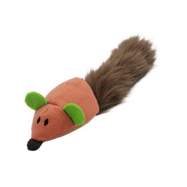 Bud'z Coral Silky Tail Mouse with Catnip Tube 10" Cat Toy